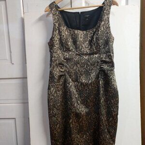 Ann Taylor Black/Gold Dress - Lace Look Size 12